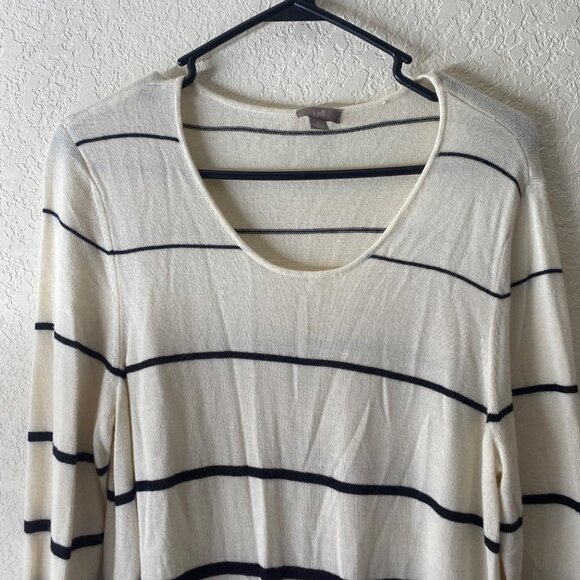 J.Jill Wool Blend Sweater Tunic Top Womens M Striped Knit Casual Cozy - Picture 7 of 14